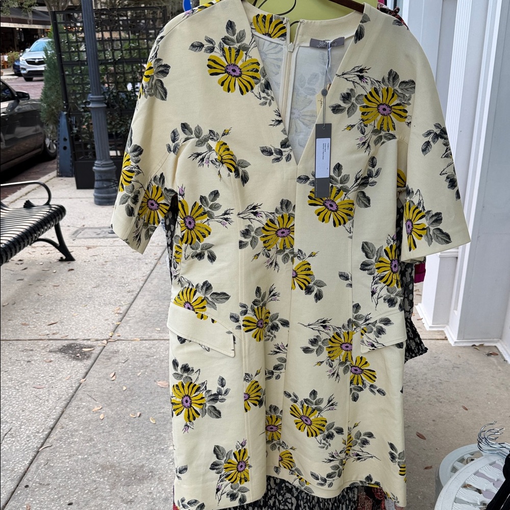 Lela Rose Cream and Yellow Floral Dress NWT